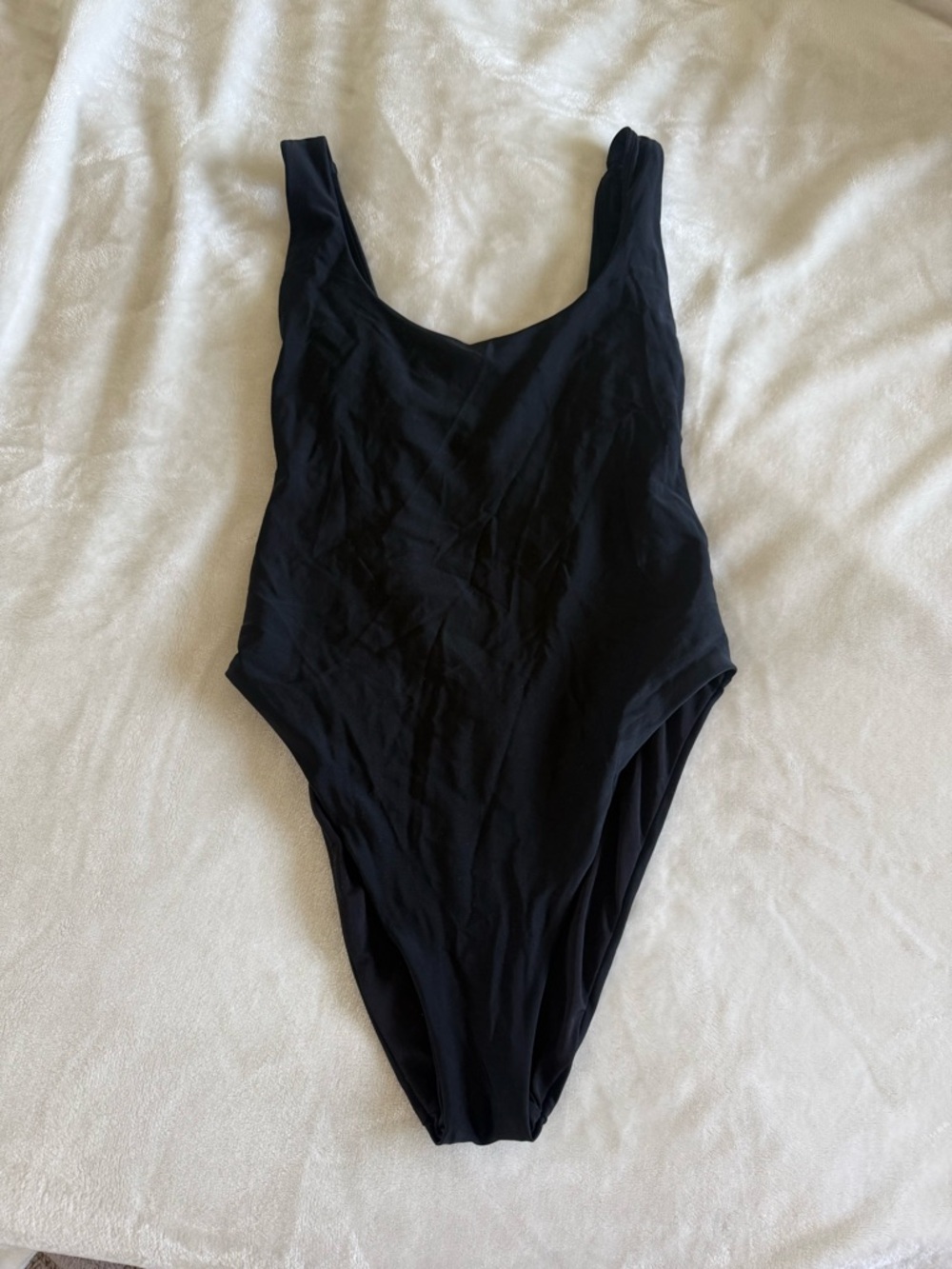 aerie Black Scoop-Back One-Piece Swimsuit